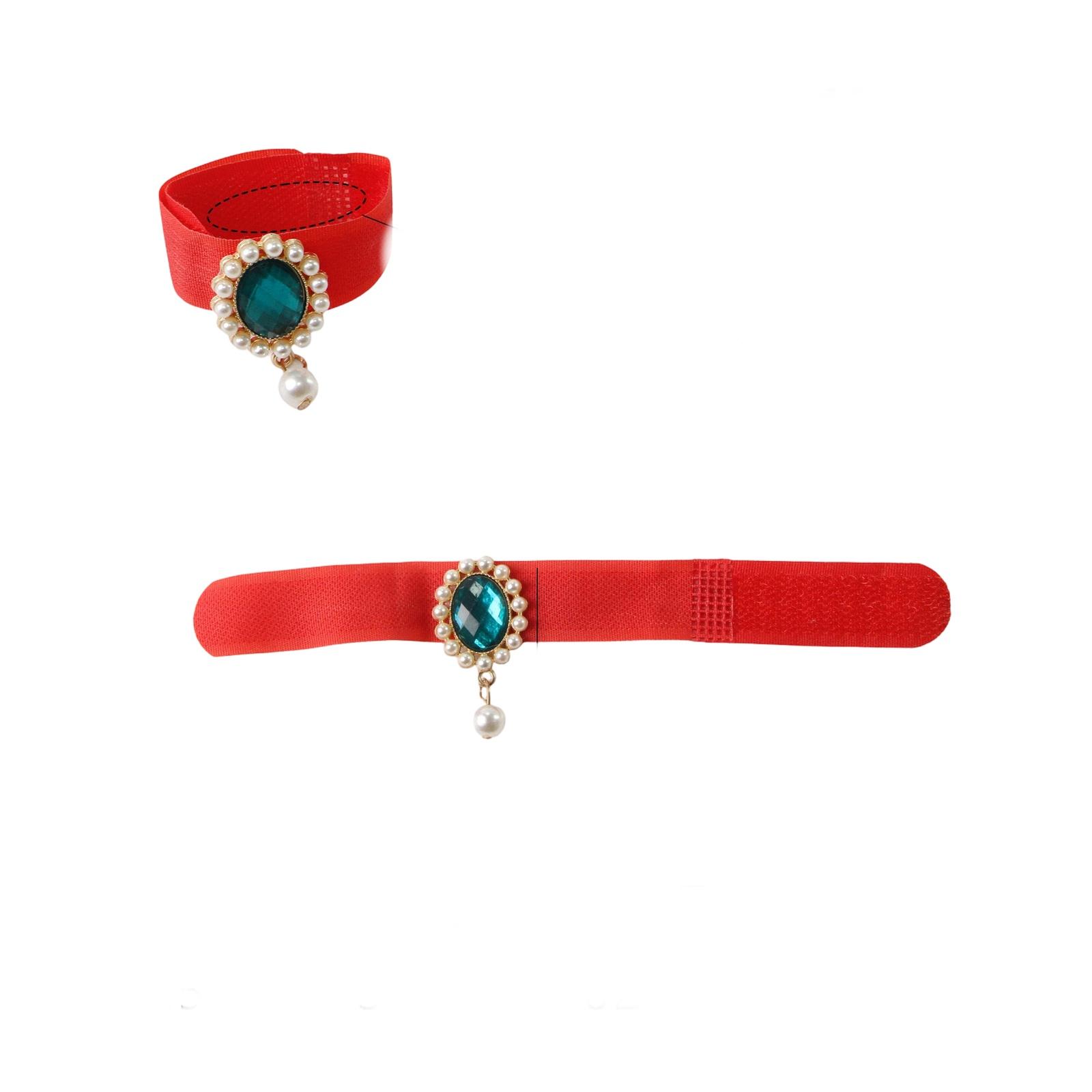 

Adjustable Poultry Neck Strap for Roosters Ducks Geese with Decorative Gemstone and Pearl Pendant No-Hook Design Comfortable Fit one size червоний