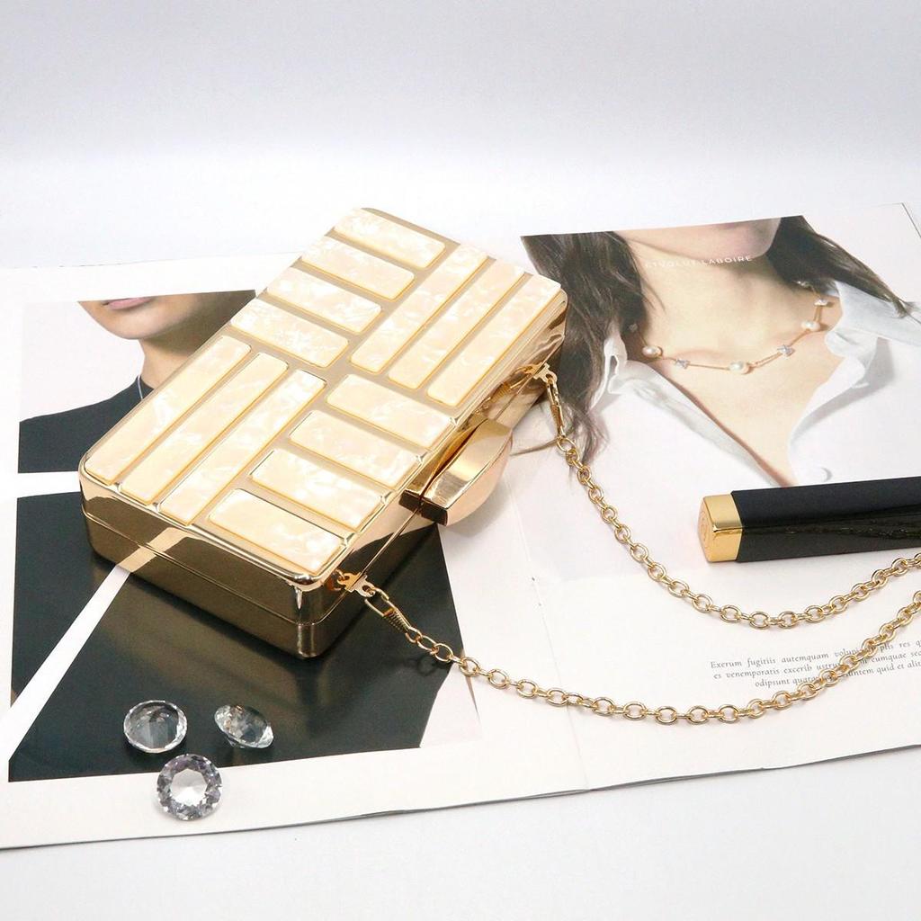 One-Shoulder Acrylic Shell Clutch - Minimalist Crossbody Evening Bag for Women