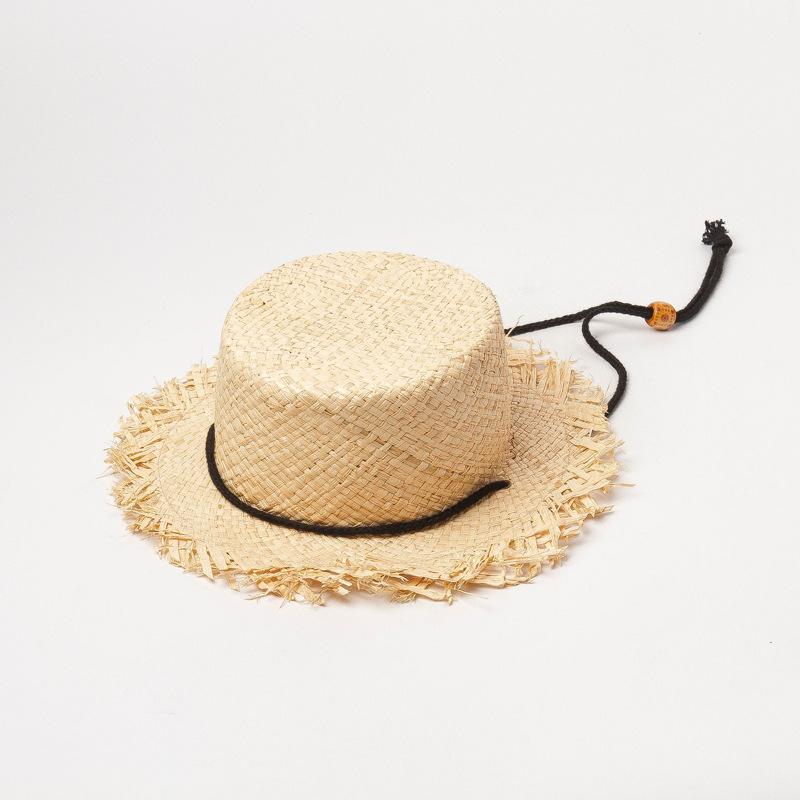 

Ins Summer Raffigrass Шнур для мальчиков и девочек Праздник Досуг Chic Ldren Федора Кепка Kijazz Panamhat head size 52cm