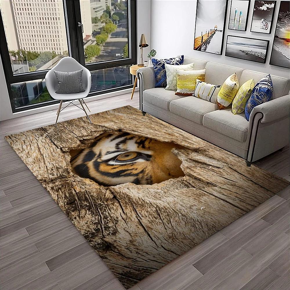 Tappeto Animale Tigre dei Sogni 3D Cartoon per Casa Soggiorno Camera da Letto Divano Zerbino Decorazione, Tappeto per Area Giochi Bambini Tappetino Antiscivolo