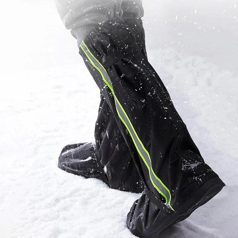 Waterproof Shoe Covers 1Pair Reusable Non-Slip Snow Rain Boot Shoe Covers with Zipper and Reflector Rain Gear for Hiking Fishing