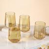 Modern Geometric Clear Amber Smoke Tone Stemless Wine/Beverage Glasses, Set of 4 United States