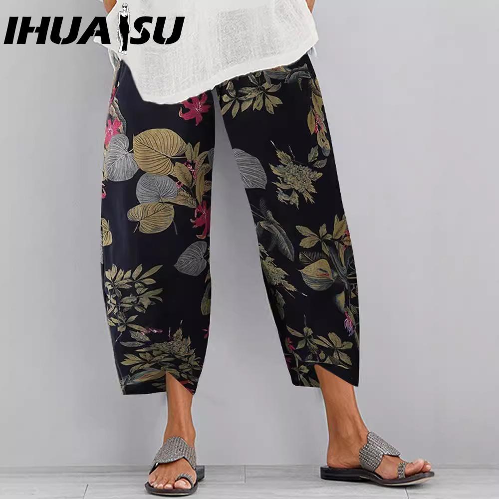 

IHUASU Women s Fashion Casual Solid Color Print Pants & Capris XXXXXL синий