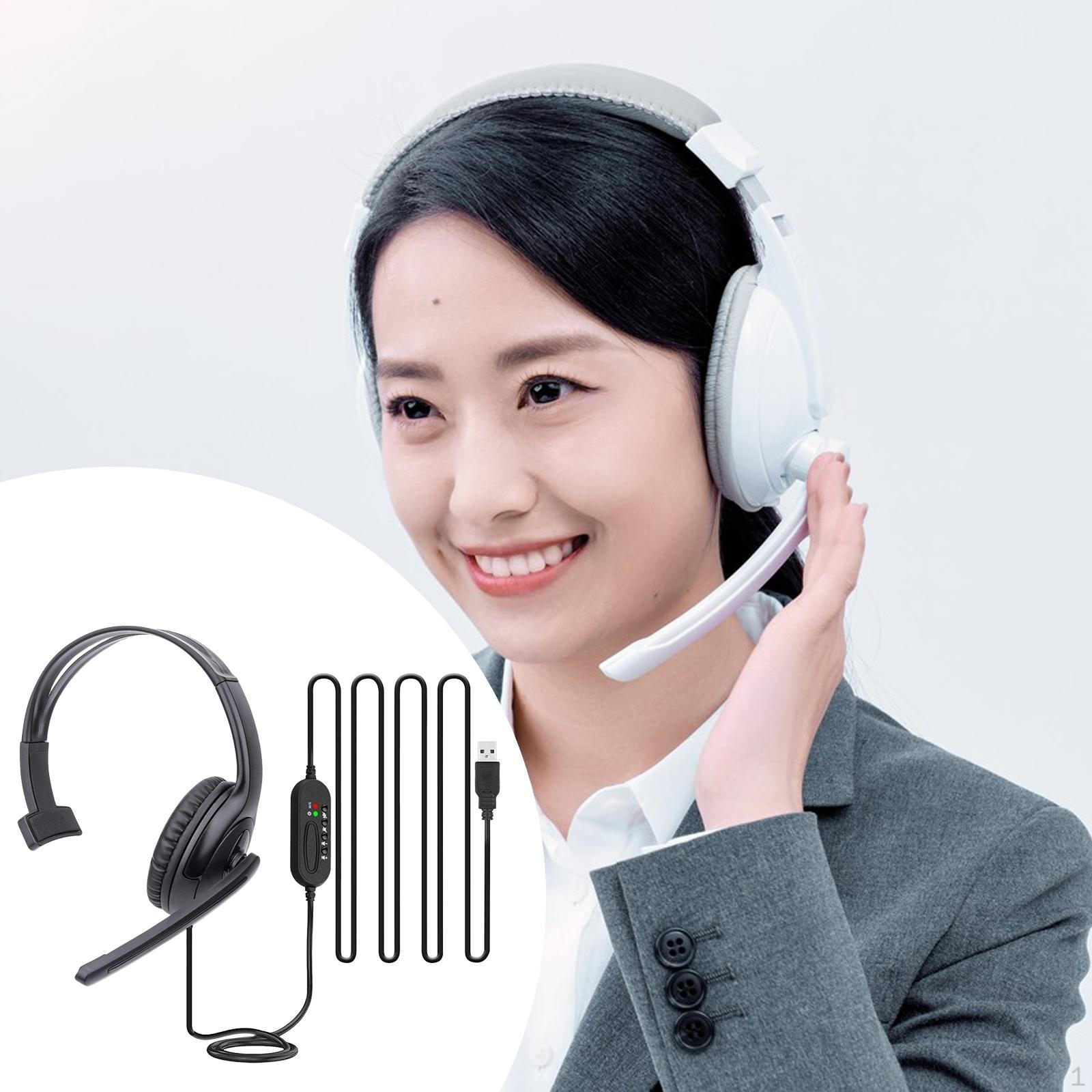 

USB Headset with Microphone,Noise Cancelling for PC Computer Comfort Single Ear Call Center