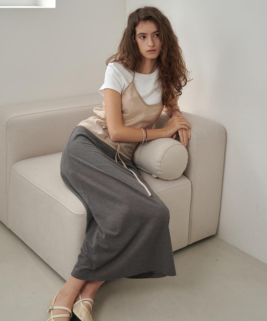 Marot See-Through Elastic Skirt_Charcoal