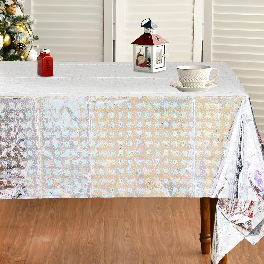 Christmas Silver Tablecloth Christmas Decoration for Home 2024 Pendant Xmas Tablecloth Ornament Navidad Natal New Year Gift 2025