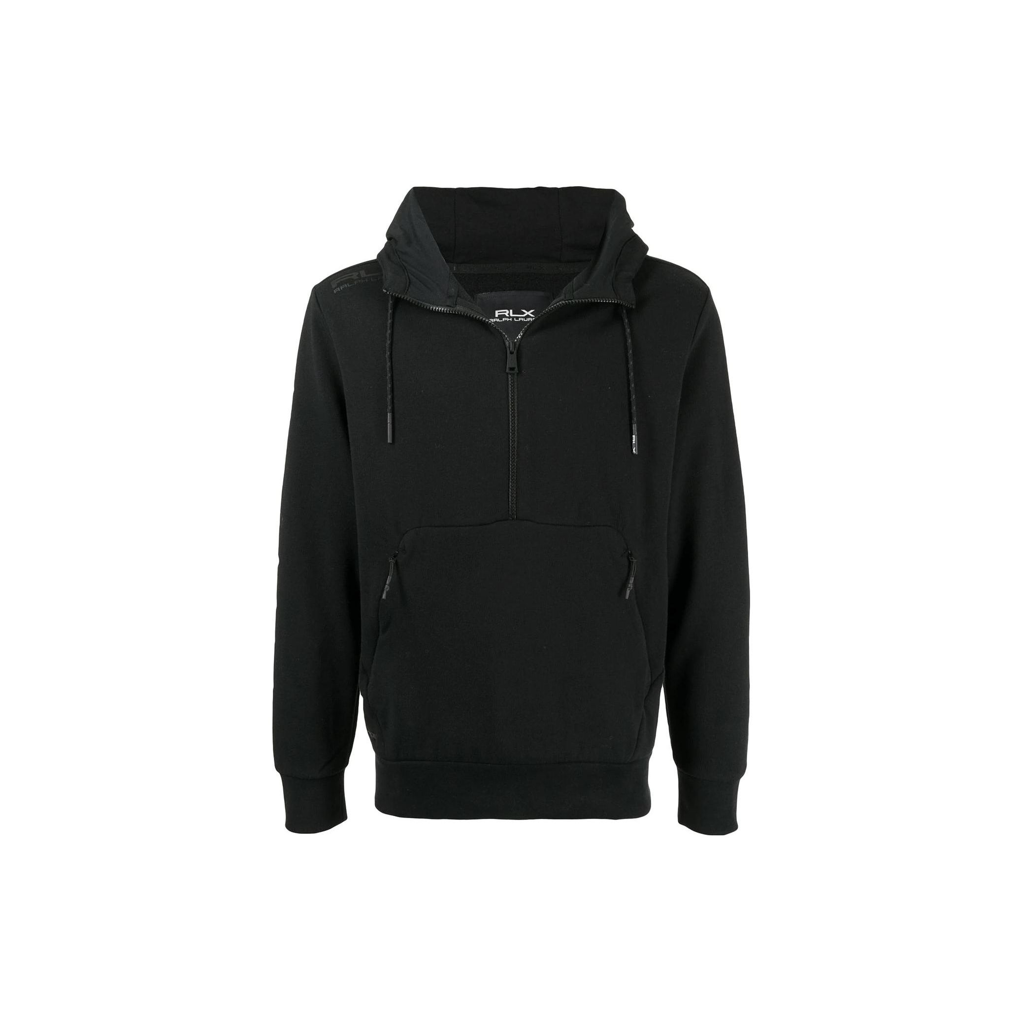 

Polo Ralph Lauren Ss22 однотонный логотип с принтом воротник-молния капюшон длинный рукав толстовка мужская толстовка черный 784850714-001 S
