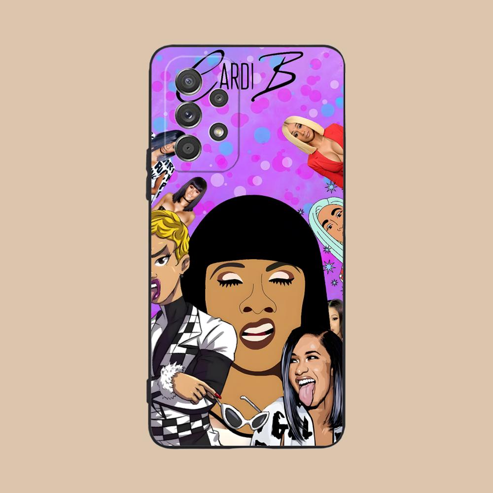 Cardi B Matte TPU Mobile Phone Case for Samsung Galaxy M55 54 42 35 34 33 32 23 22 15 14 13 12 F55 5G Colorful Cover