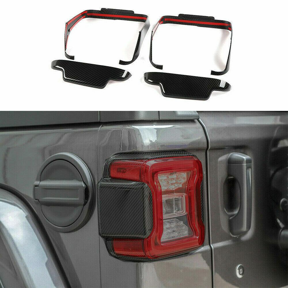 Carbon Fiber Rear Taillight Lamp Decor Cover Trim For Jeep Wrangler JL JLU 2018+