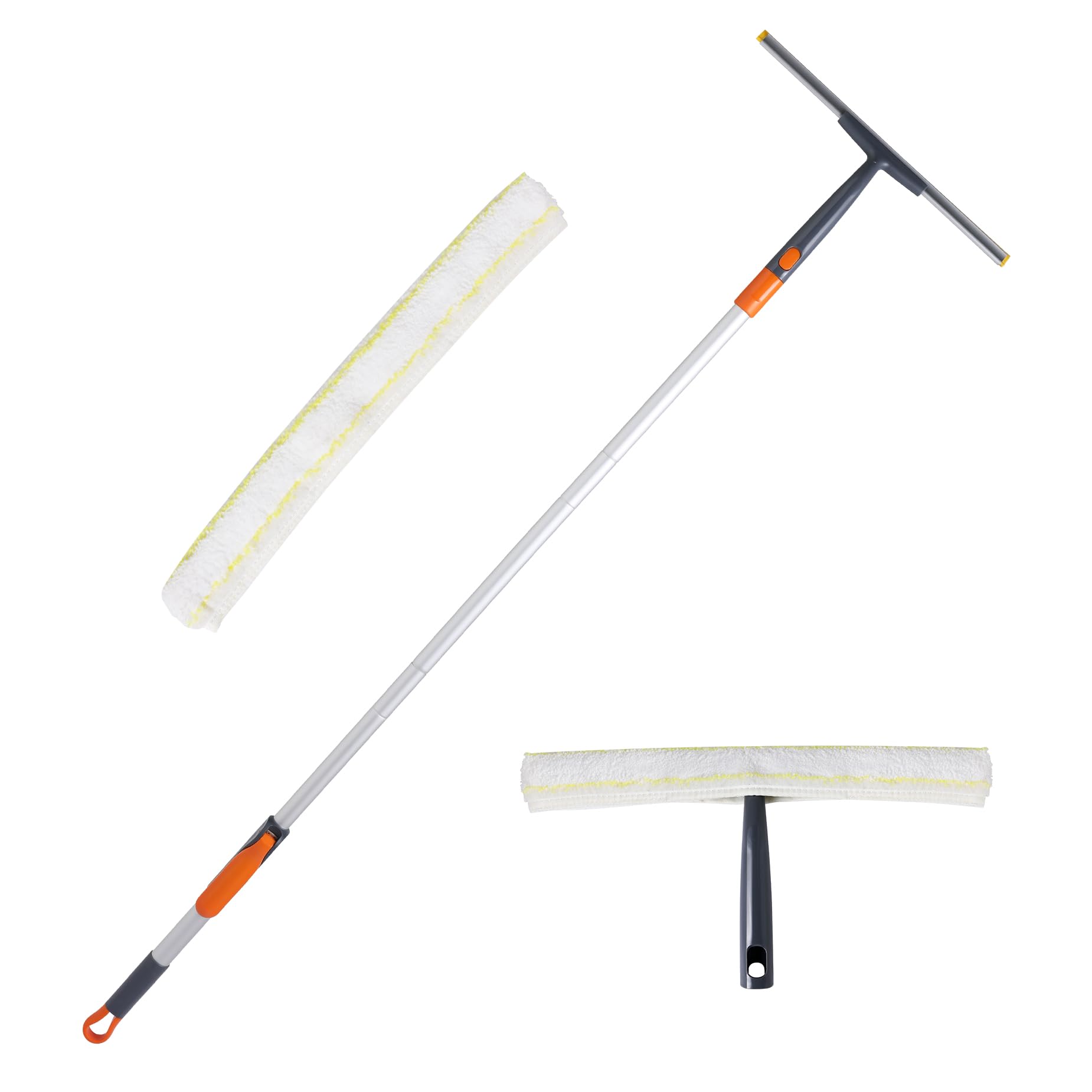 

CLEANHOME Скребок для слива воды, Скребок для стекла, Удалитель конденсата, Раздвижной, Для уборки в труднодоступных местах, Чистящая микрофибра в комплекте, 102-137 см серый