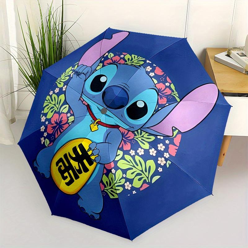 

Stitch, Hawaiian Automatic Opening and Closing Umbrella - 8 Ribs Portable Folding Umbrella with Plastic Handle, Suitable for Leisure and Hal