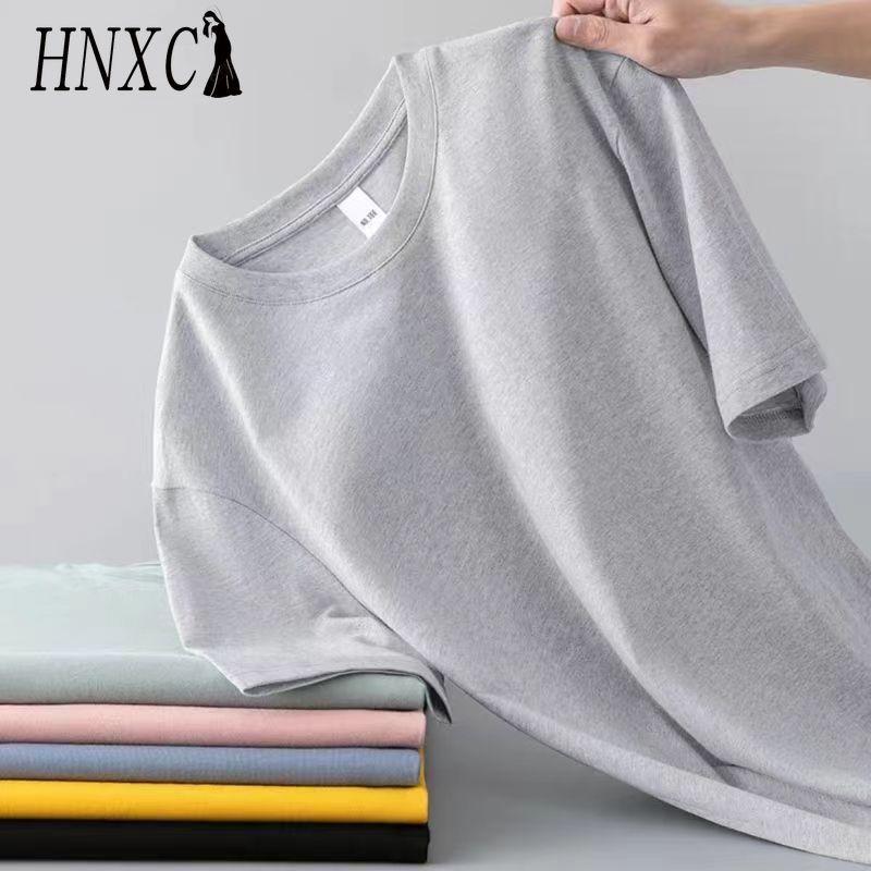 HNXC Kortermet t-skjorte i bomull for menn mote løs halvermet skjorte med trykt medfølende skjorte