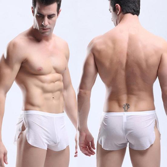 Mode homme confortable Transparent Sexy short de sport Boxer slips sous-vêtements