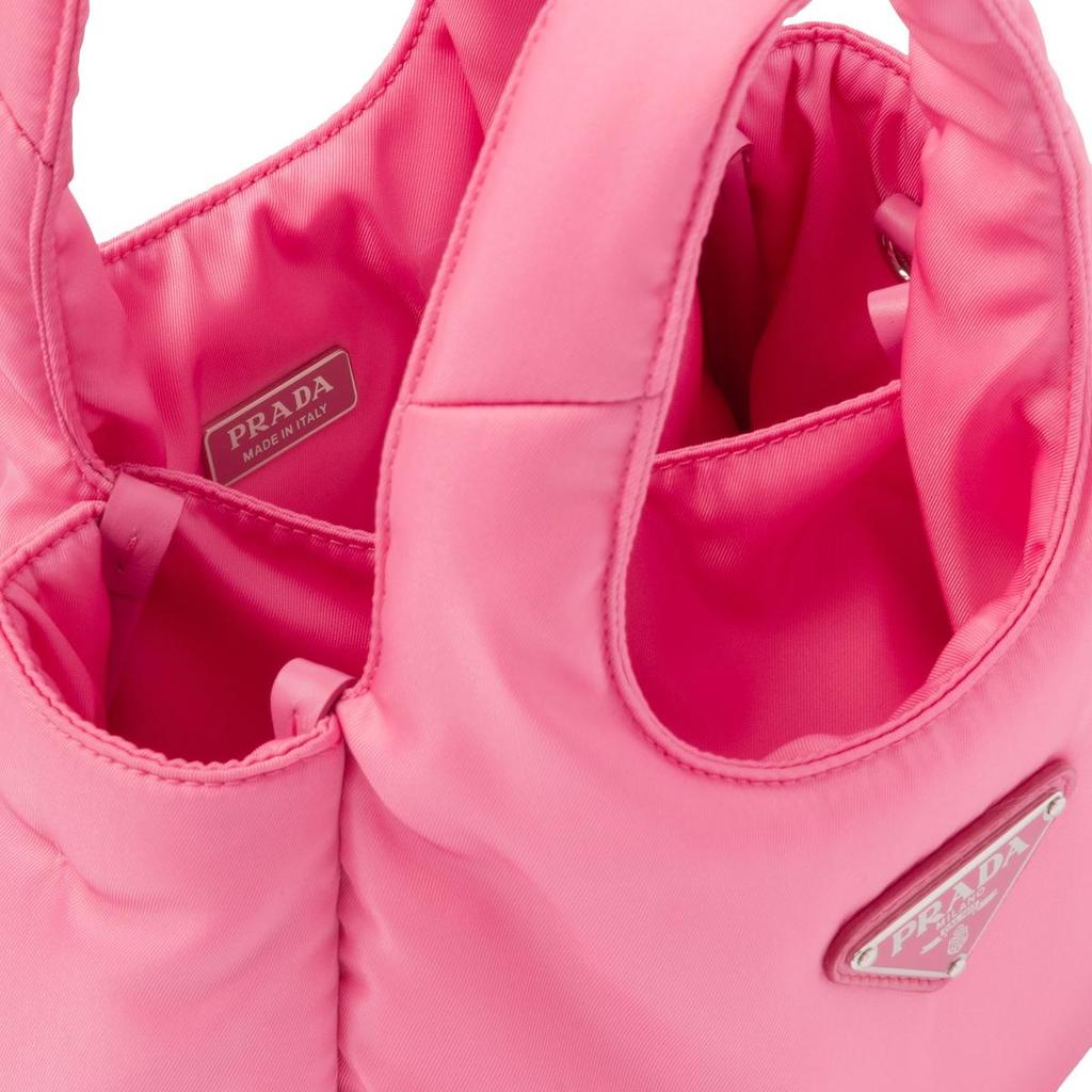 Prada Re-Nylon Enamel Triangle Logo Magnetic Closure Fabric Tote Bag Women Tote Bags Pink 1BA359_RCCJ_F0638_V_OVM
