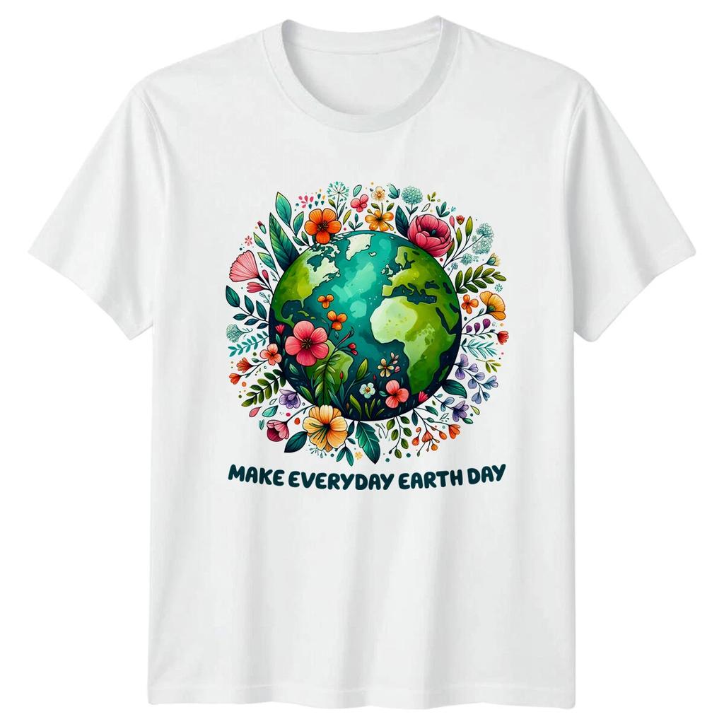 Make Everyday Earth Day Floral Planet Earth T-Shirt
