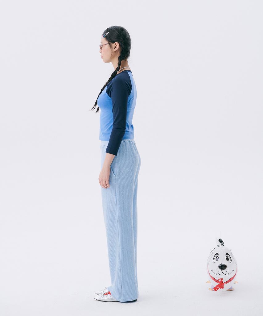 JUNEJUNE SPACE Frill Banding Pants_Light Blue