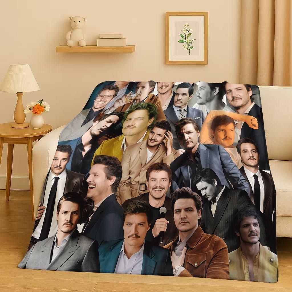 Fashion Pedro Pascal Handsome Actor Flannel Blanket,Ultra Soft Warm Plush Throw for Home Bedroom Bed Sofa Cover Kids Picnic Gift