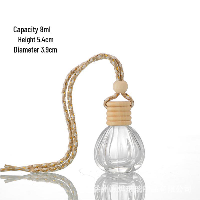 Glass Car Diffuser Bottle with Lanyard, 8ml/10ml, High-Value Aromatherapy Refillable Pendant with Lid.