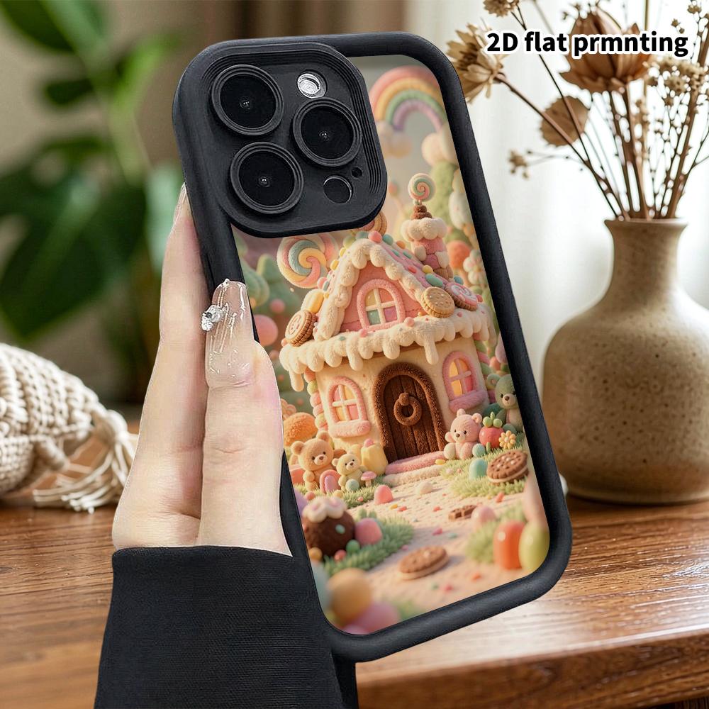 Phone Case: 2D Flat, Suitable for iPhone 18 17 16 15 14 13 12Pro Protective Case, Gingerbread House, Perfect Christmas and Halloween Holiday Gift