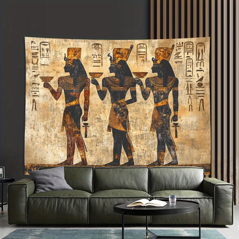 VIKAMA Ancient Egyptian Pharaoh Tapestry Hieroglyph Wall Hanging For Living Room Bedroom Guesthouse Decor Historical Fabric Art