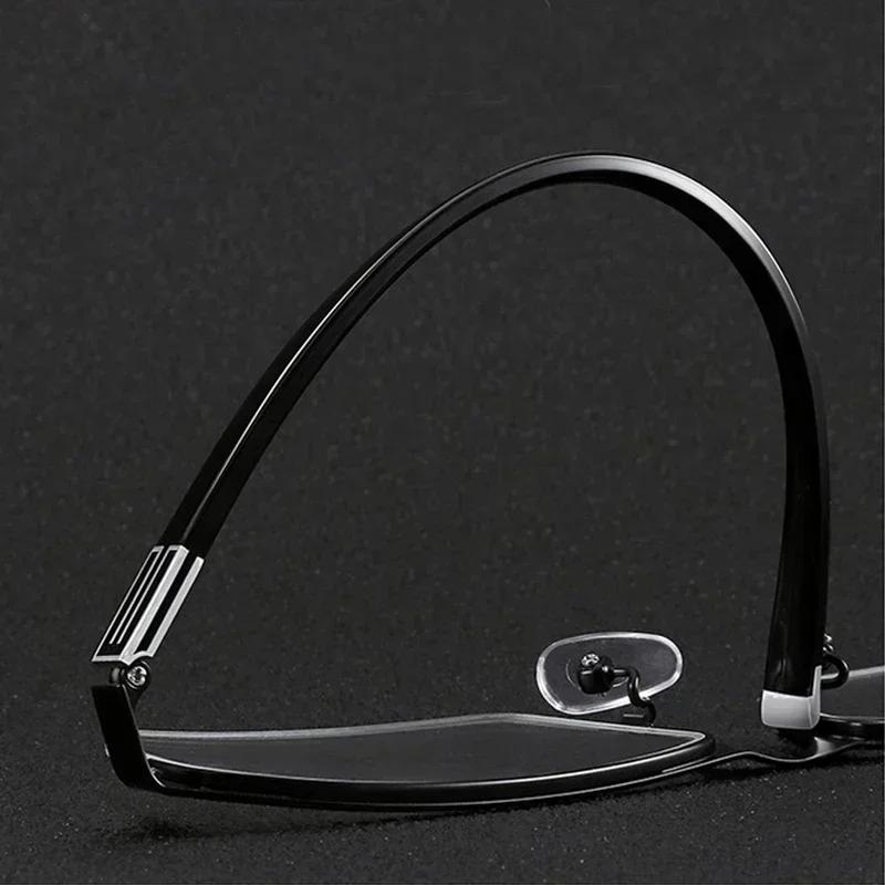 Vintage Business Half Frames Myopia Spectacles Trendy Male's Square Frames Near Sight Spectacles Anti- Blue-Ray Eyeglasses