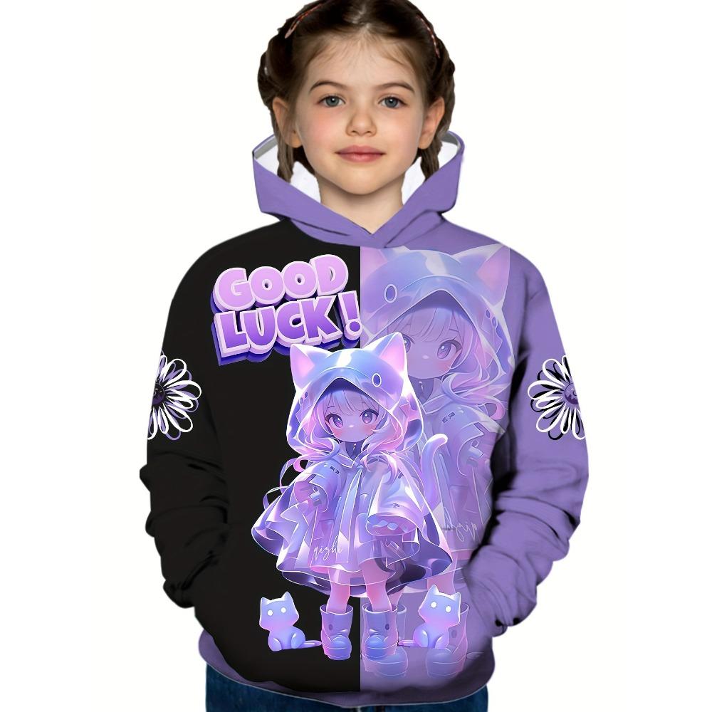 

Дитячий одяг Толстовки з довгим рукавом з мультяшним комічним принтом для дівчинки Осінній дитячий одяг Топи каваї для дівчинки 100