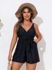 Women's Plus Size Deep V Strappy Swimsuit Boxers: Slimming One-Piece Vacation Swimwear