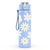 1PC White Daisy Flower Simple Floral Pattern 750ml Color Plastic Sports Water Bottle Leakproof Flip Straw Lid Suitable for Sports Office Home Use