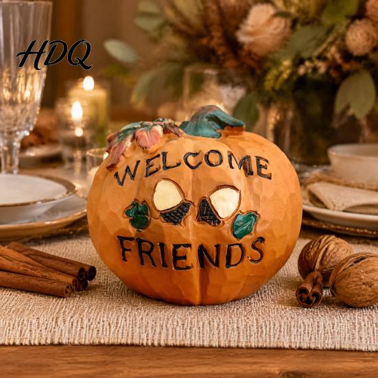 Compact Sand Table Landscaping Props Harvest Halloween Pumpkin Figurine Resin Welcome Ornament Autumn Thanksgiving Hand Painted Holiday Centerpieces