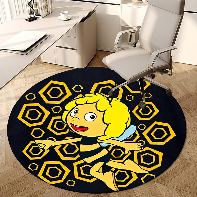 1pc Bee Character Artwork Round carpet, Made of Polyester,Perfect for Decorating Office Chairs, Living Rooms,Vibrant Decorative Rug