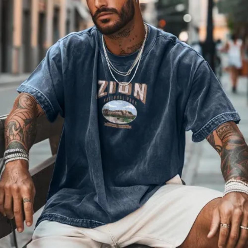 Men's Casual 3D Printed T Shirt Summer Short Sleeve Loose Fit Tees