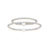 Silver Plated Heart Bead Elastic Bracelet - Unisex Jewelry