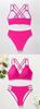 2025 V-neck Sexy Solid Color Backless Bikini - European & American Style Two-piece Swimwear