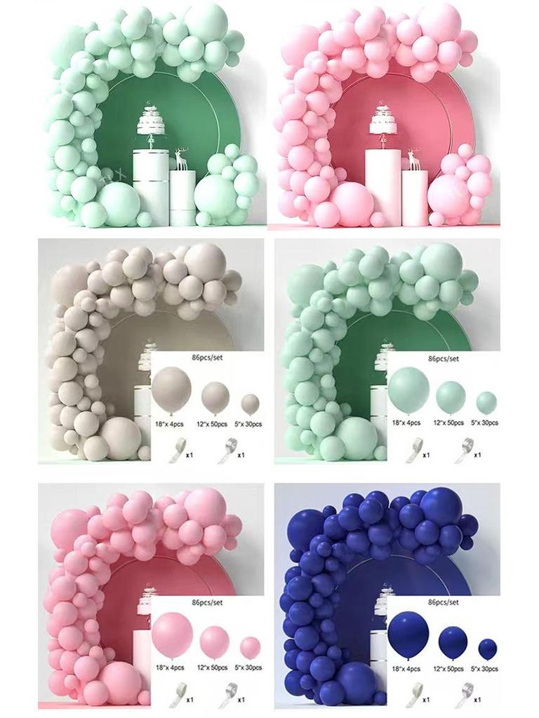 Conjunto de Balões Macarons Matte e Metálicos para Decorações de Festa de Aniversário Multicena