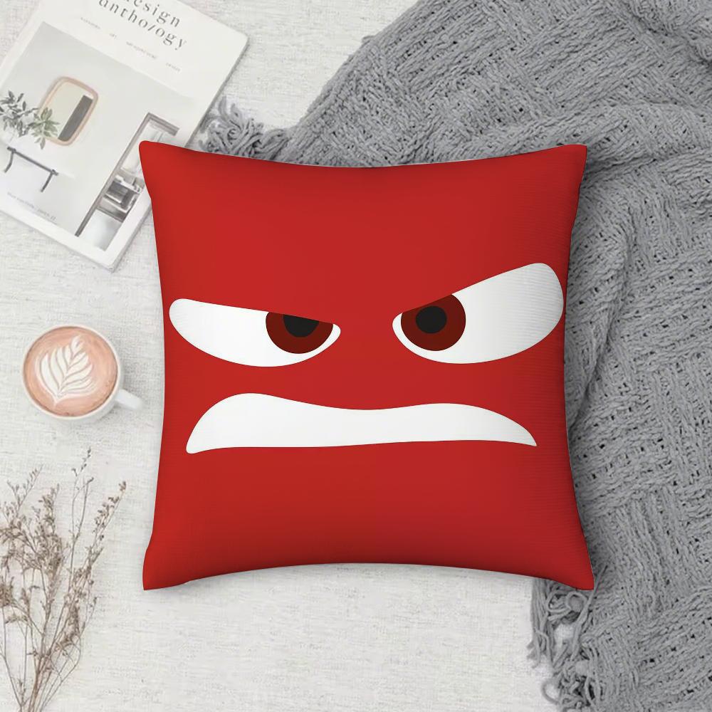 CARTOON ANGRY EYES Pillow Case Square Double-Sided Printing Short Plush Sofa Cushion Cover Bedroom Bedside Pillow