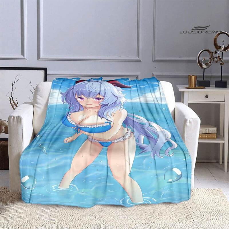 Deka Genshin s kresleným potiskem flanelová měkká a pohodlná deka rozkládací pohovka, kterou musíte mít jako dárek k narozeninám