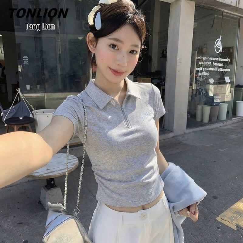 

TonLion Women s 2026 Summer Slim Fit Half-Zip Polo T-Shirt S