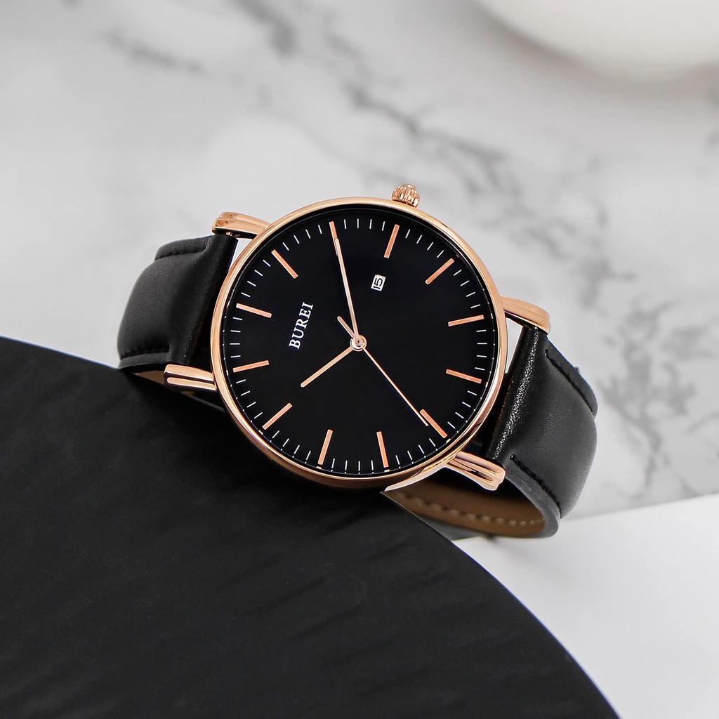 Leather L [BUREI] Men's Watch, Stylish, Band, Business, Thin, Brand, Simple, Men's Watch,