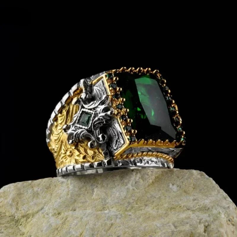 

Новый Медный Материал Открытое Регулируемое Кольцо Янтарь Циркон Личность Высокий Циркон Мода Роскошь Бизнес Мужское Высококлассное Кольцо resizable