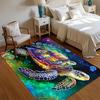 Vibrant Rainbow Sea Turtle Area Rug Non Slip Floor Carpet for Living Room Bedroom Nursery with Psychedelic Ocean Bubbles Pattern