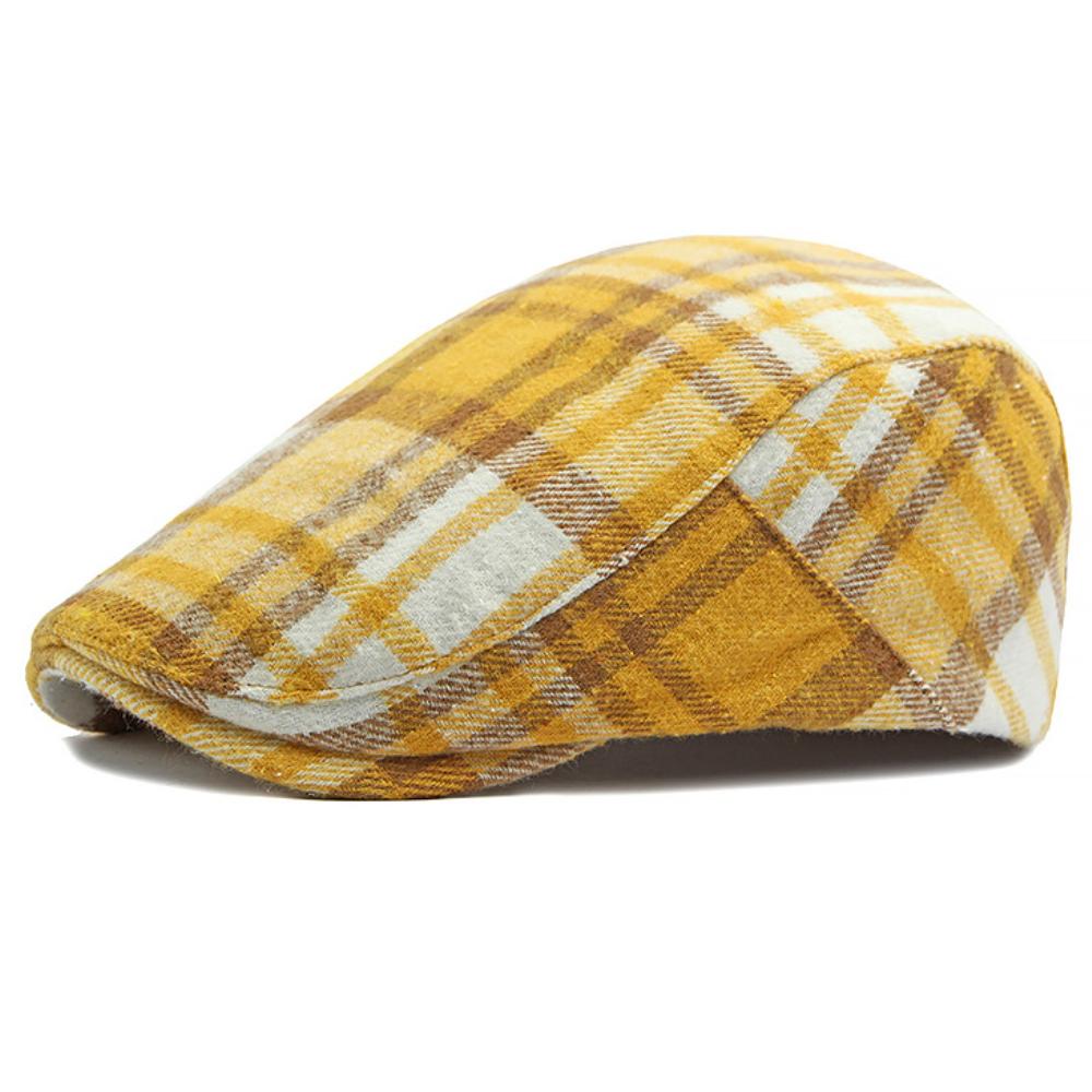 HT4903 Beret Cap New Autumn Winter Wool Beret Hat Women Plaid Artist Painter Hat Male Female Ivy Flat Cap Adjustable Mens Berets