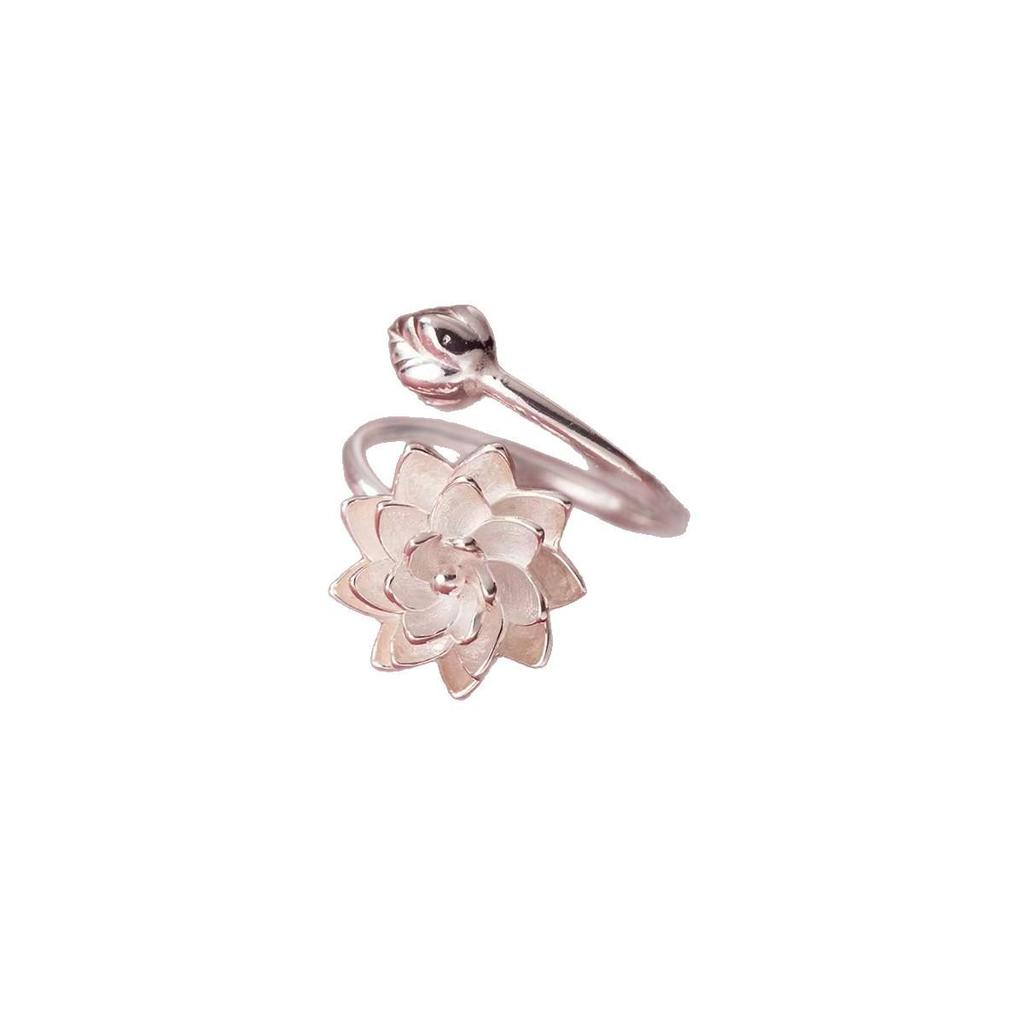 Elegantly Crafted White Lotus Flower Open Adjustable Ring