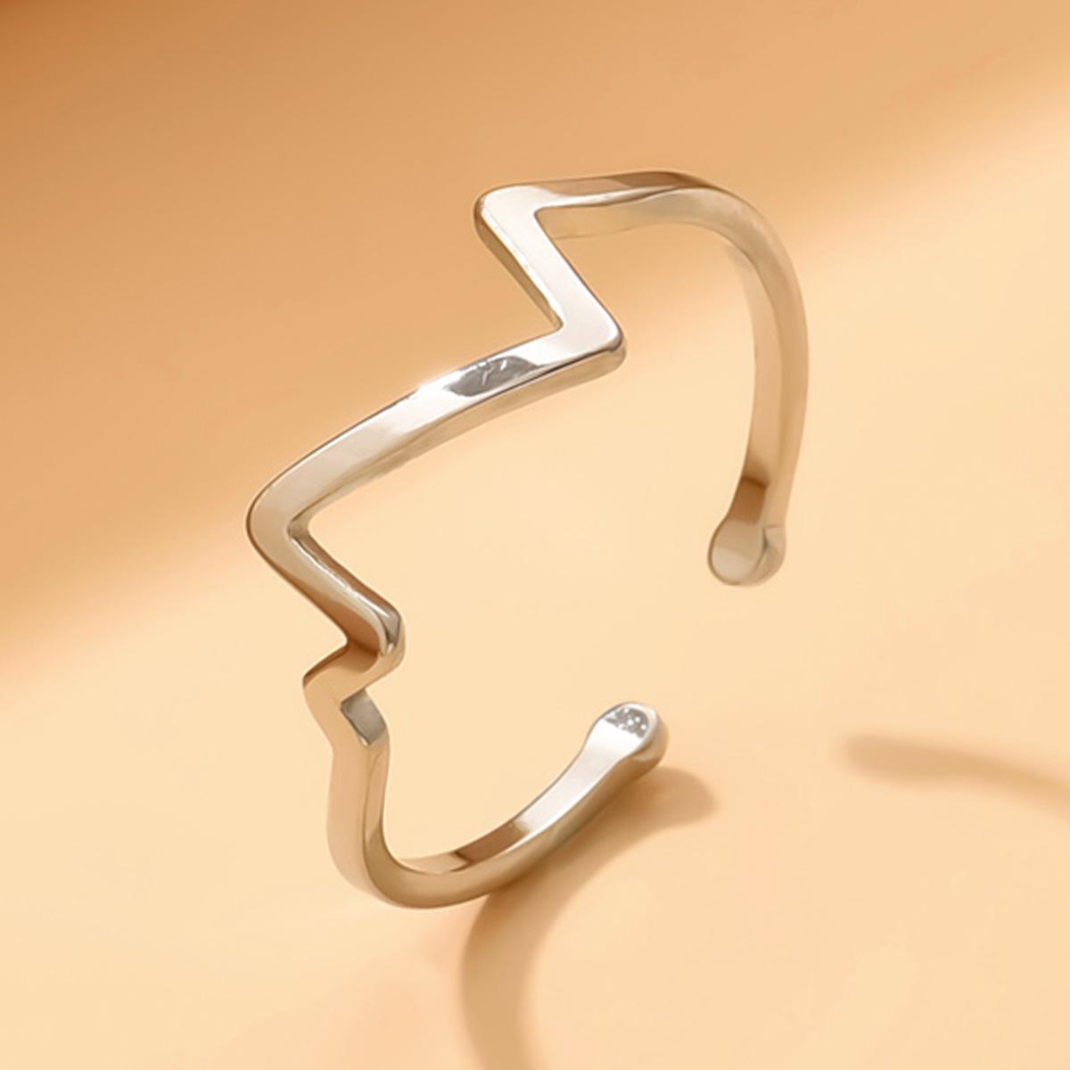 Heartbeat Fairy Electrocardiogram Adjustable Stainless Steel Ring