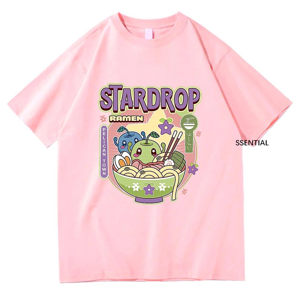Anime Stardew Valley T Shirt Vintage Tops Junimos Ramen Men/Women Aesthetic T-Shirt Unisex High Quality Cotton Tees Kawaii Shirt