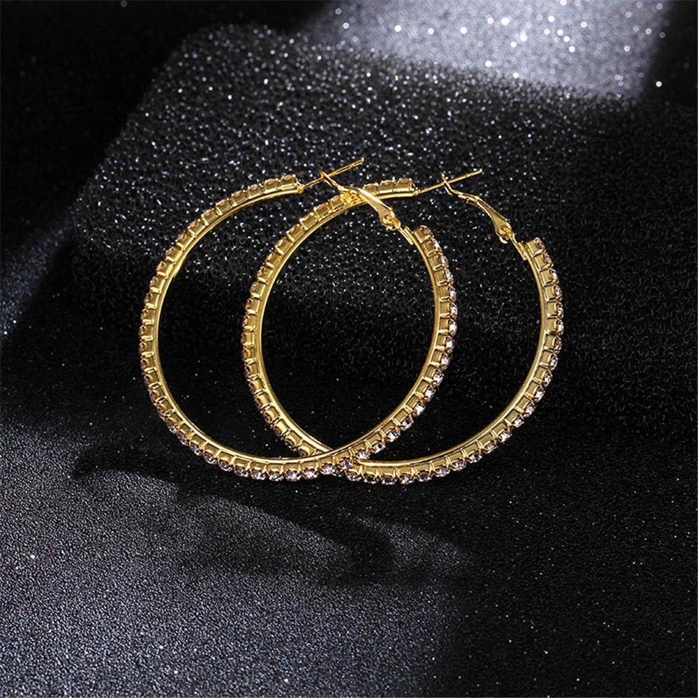 Fashion Big Rhinestone Silver Gold Drop Earrings Ear Stud Crystal Hoop Earrings Dangle Jewelry