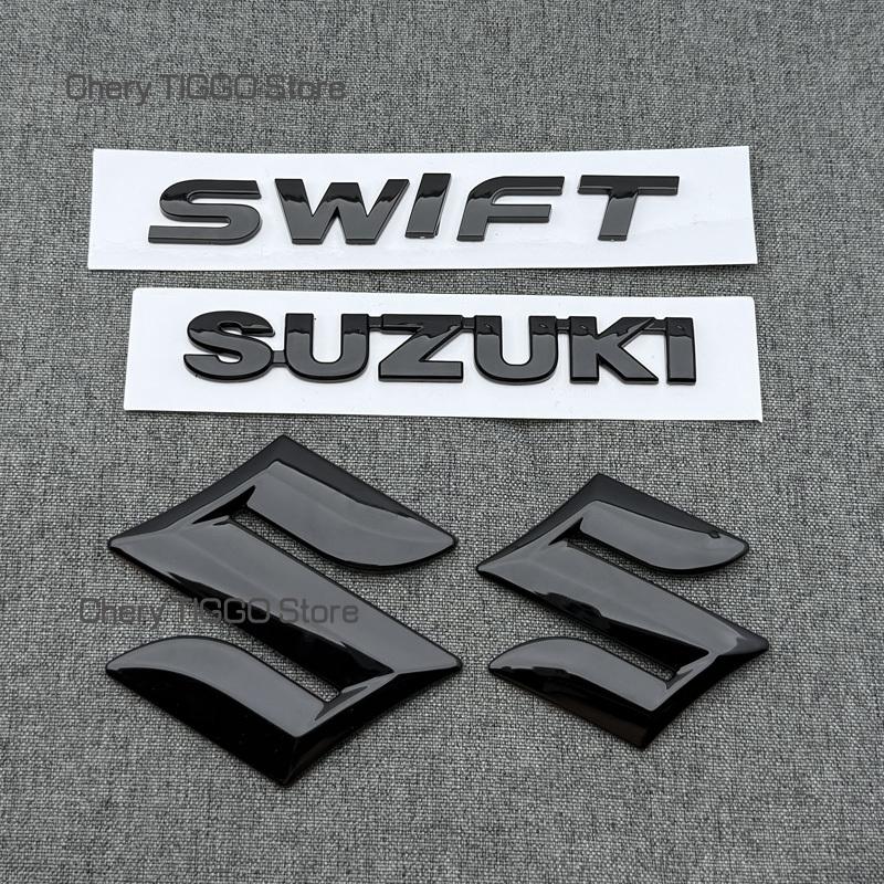 ABS čierna Predná mriežka Zadné emblémy na kufor Nálepky pre SUZUKI SWIFT 3D Logo auta Odznak Vodotesné Autodoplnky