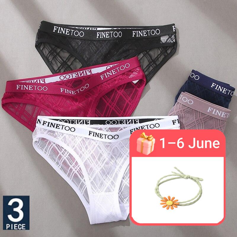 FINETOO 3PCS/Set Mesh Mujeres Bragas Sexy Lencería M-XXL Ropa Interior  Transpirable Bragas Cintura Baja Chica Calzoncillos Carta Mujer Underpant  comprar a buen precio — entrega gratuita, reseñas reales con fotos — Joom