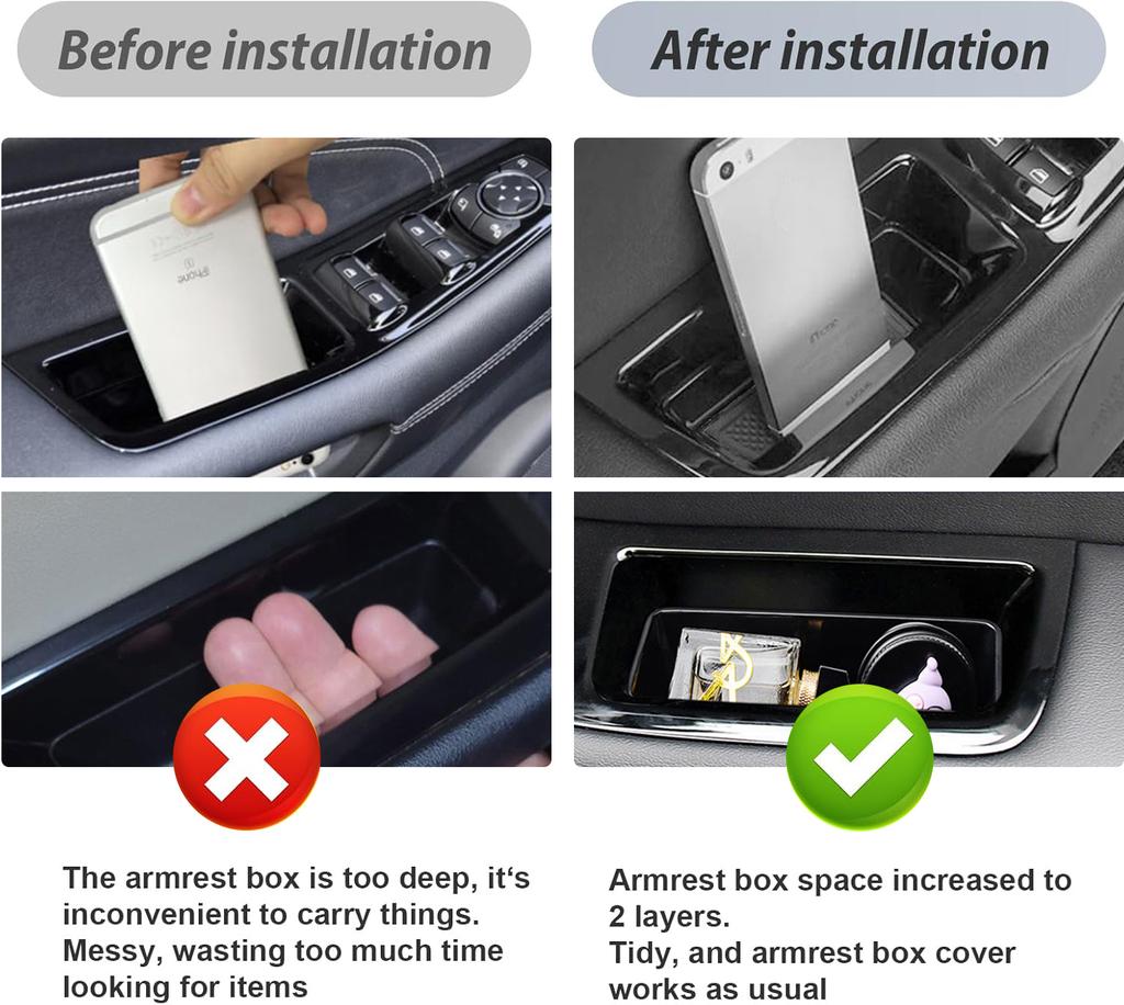 Handle Front Door Storage Box for Ford Edge 2015-2025 Car Door Tray Pockets Rear Car Organizer Phone Insert Holder Accessories