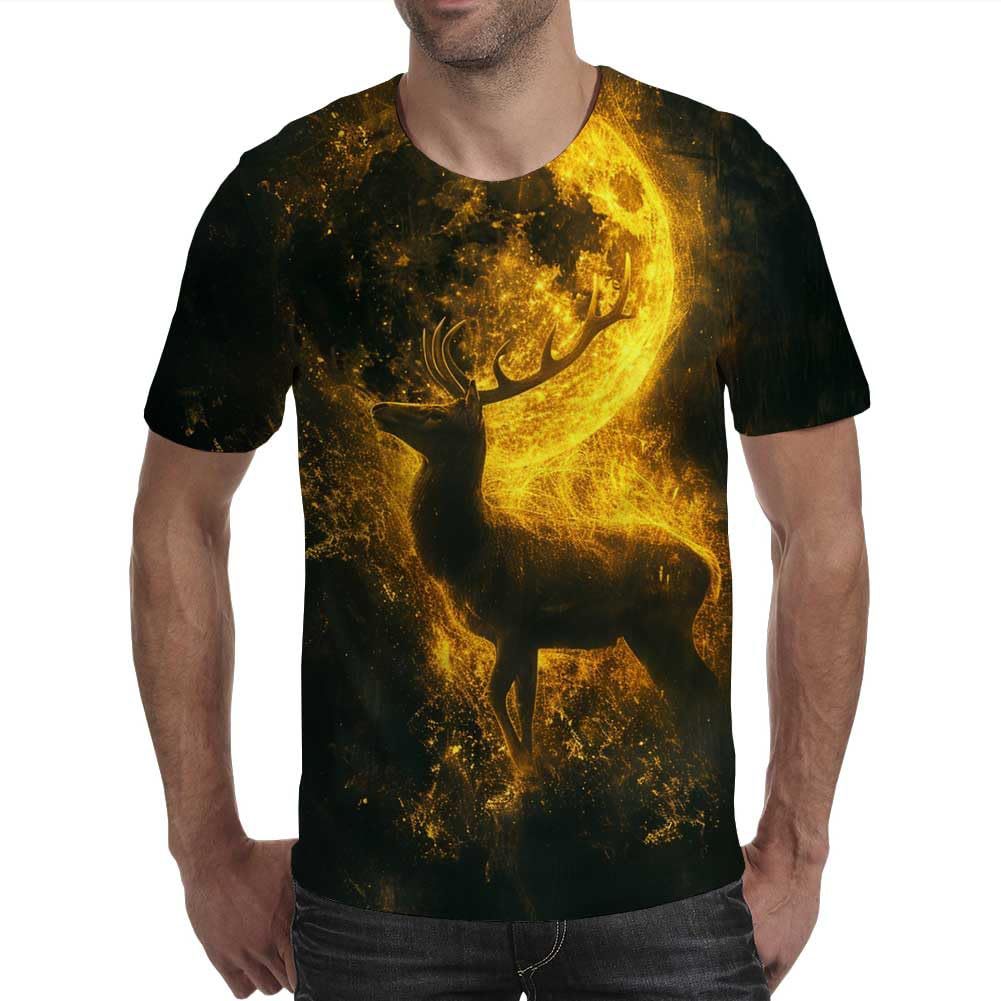 Summer Round Neck 3D Animal Pattern Print Top Fashionable Casual Short Sleeved Men's T-shirts