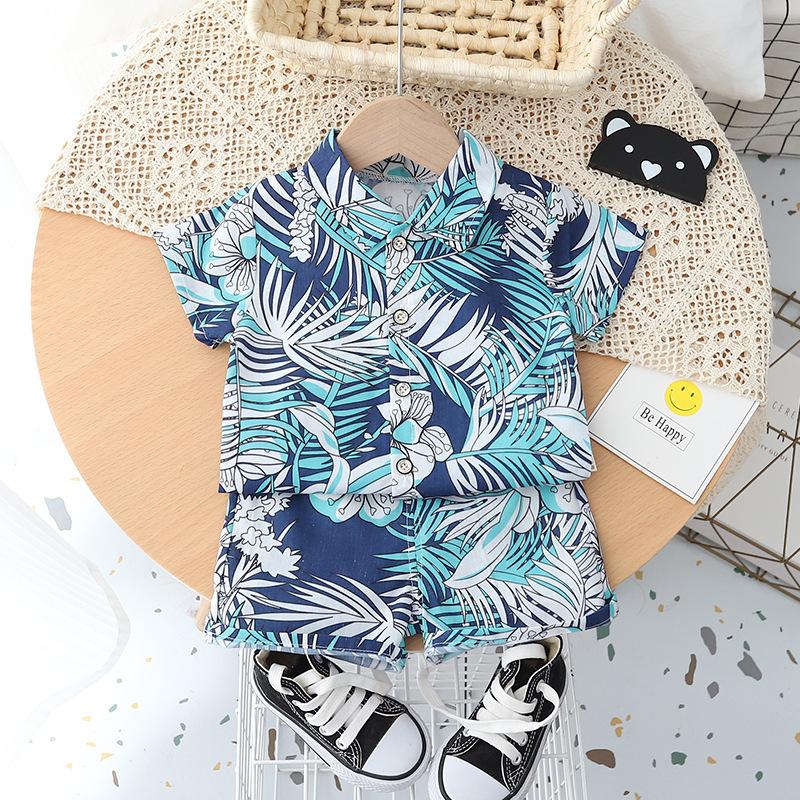 Handsome Boys Summer Clothes Children's Clothing Men's Small And Medium-sized Children's Shirt Korean Girls Short-sleeved Baby Clothes Beach